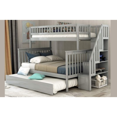 Bunk Bed 39"/54" with staircase T-2594 (Grey)